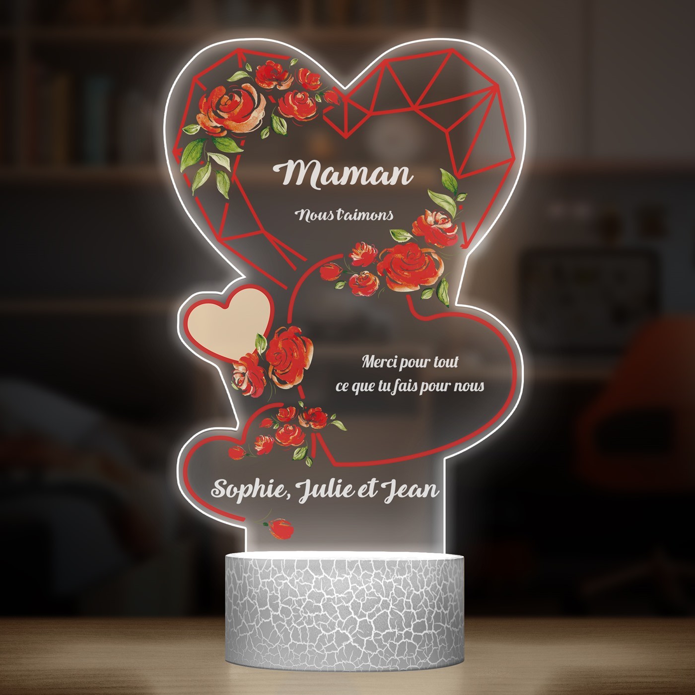 Lampe LED 3D avec impression pour maman pour son anniversaire