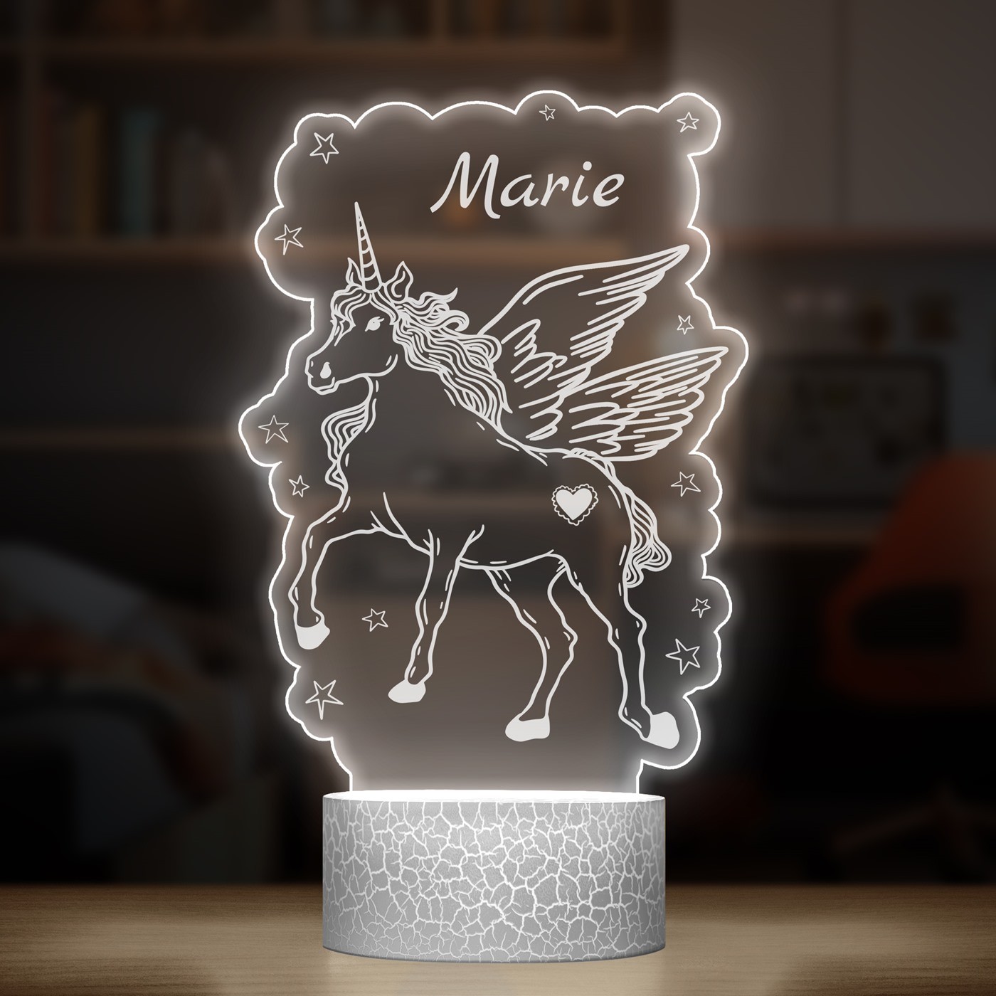Lampe LED 3D avec impression licorne