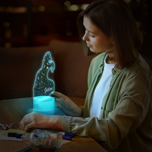 Lampe LED 3D avec impression cheval pour fille