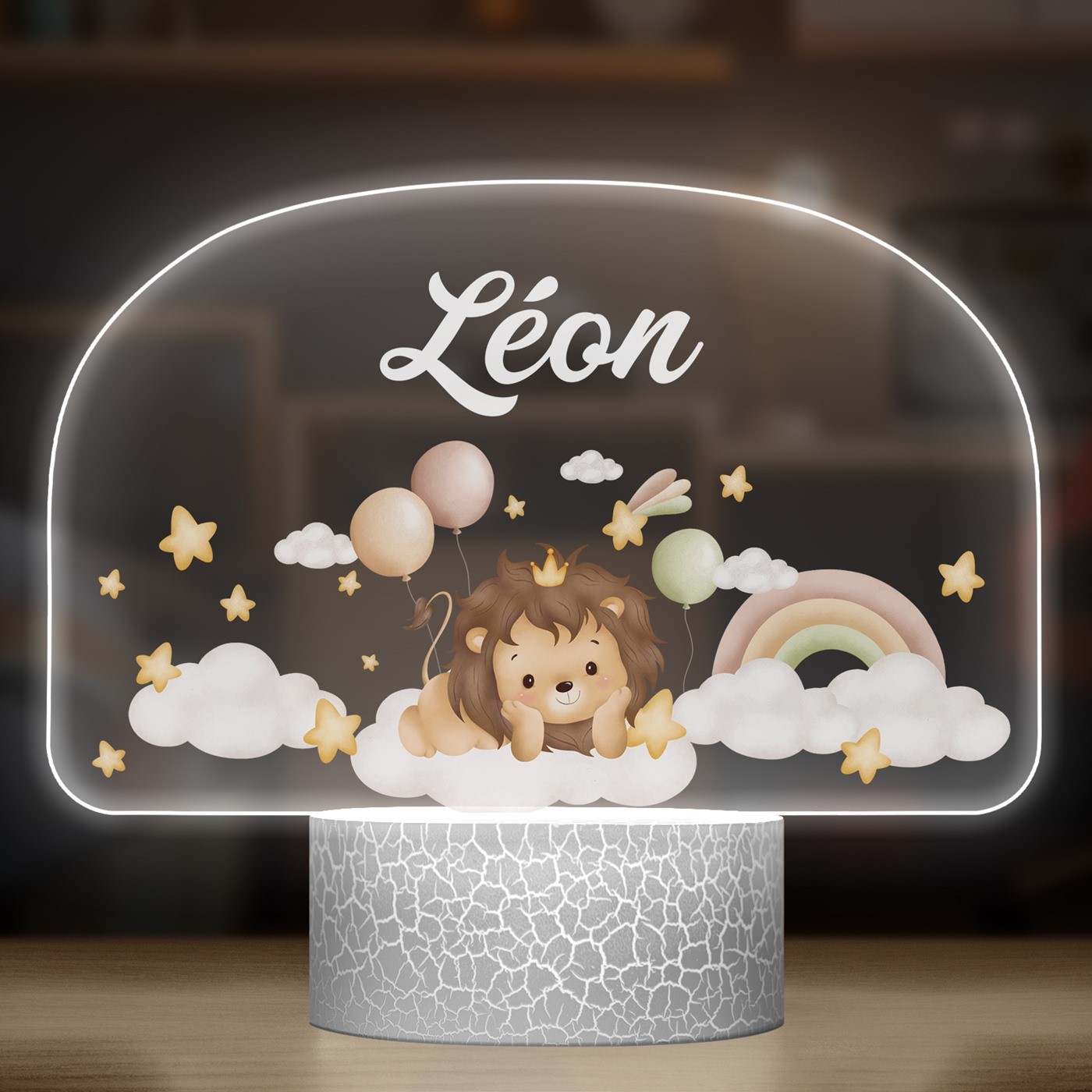 Lampe LED 3D avec impression lion pour un petit garçon
