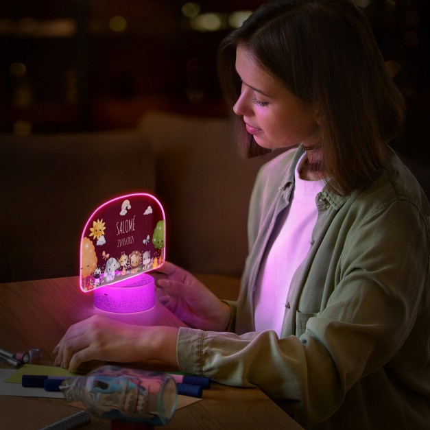 Lampe LED 3D avec impression animaux pour une petite fille