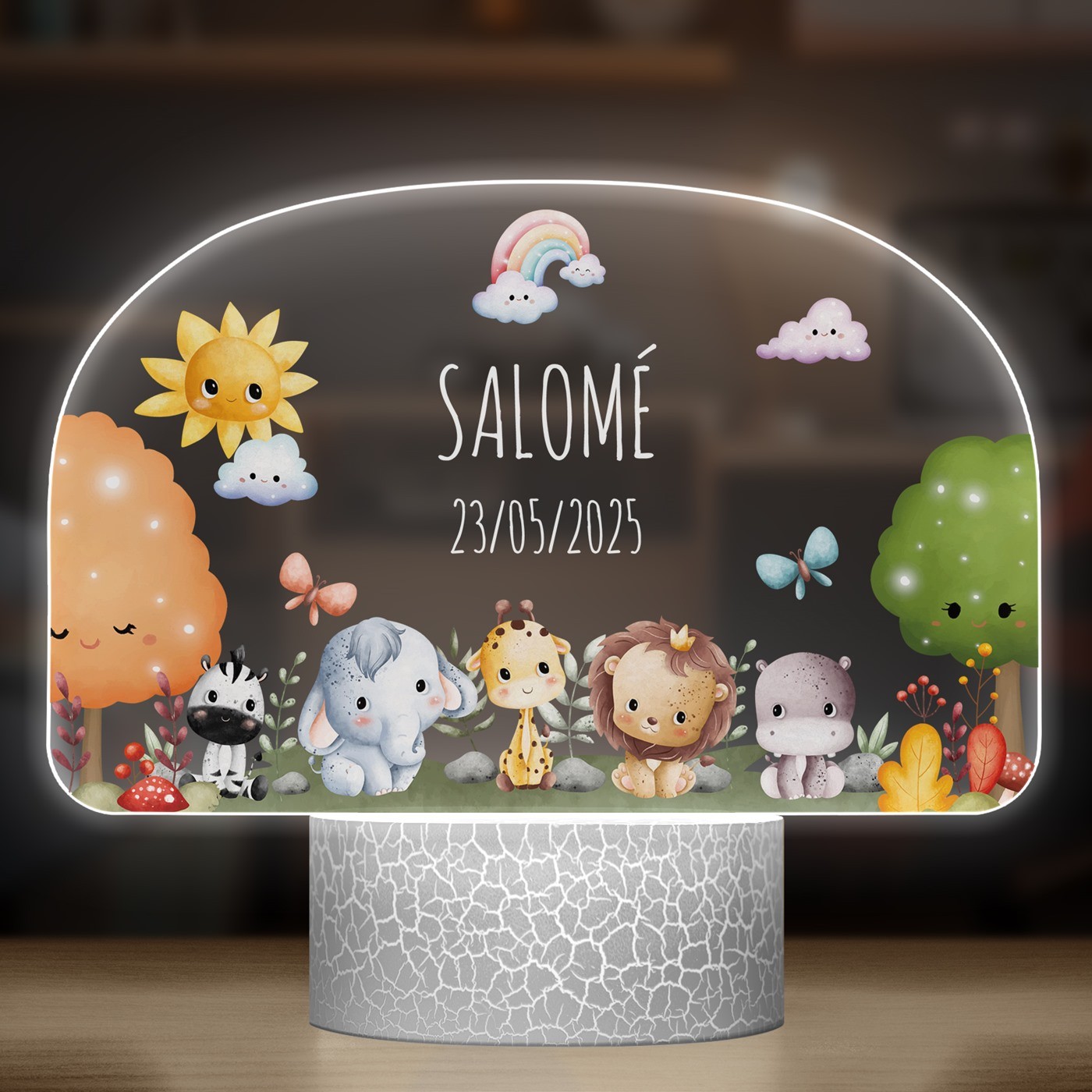 Lampe LED 3D avec impression animaux pour une petite fille