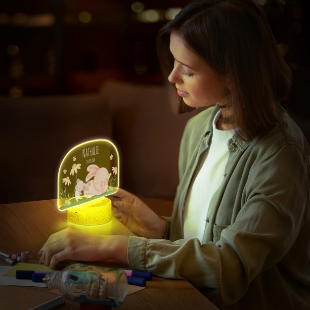 Lampe LED 3D avec impression lapin pour une petite fille