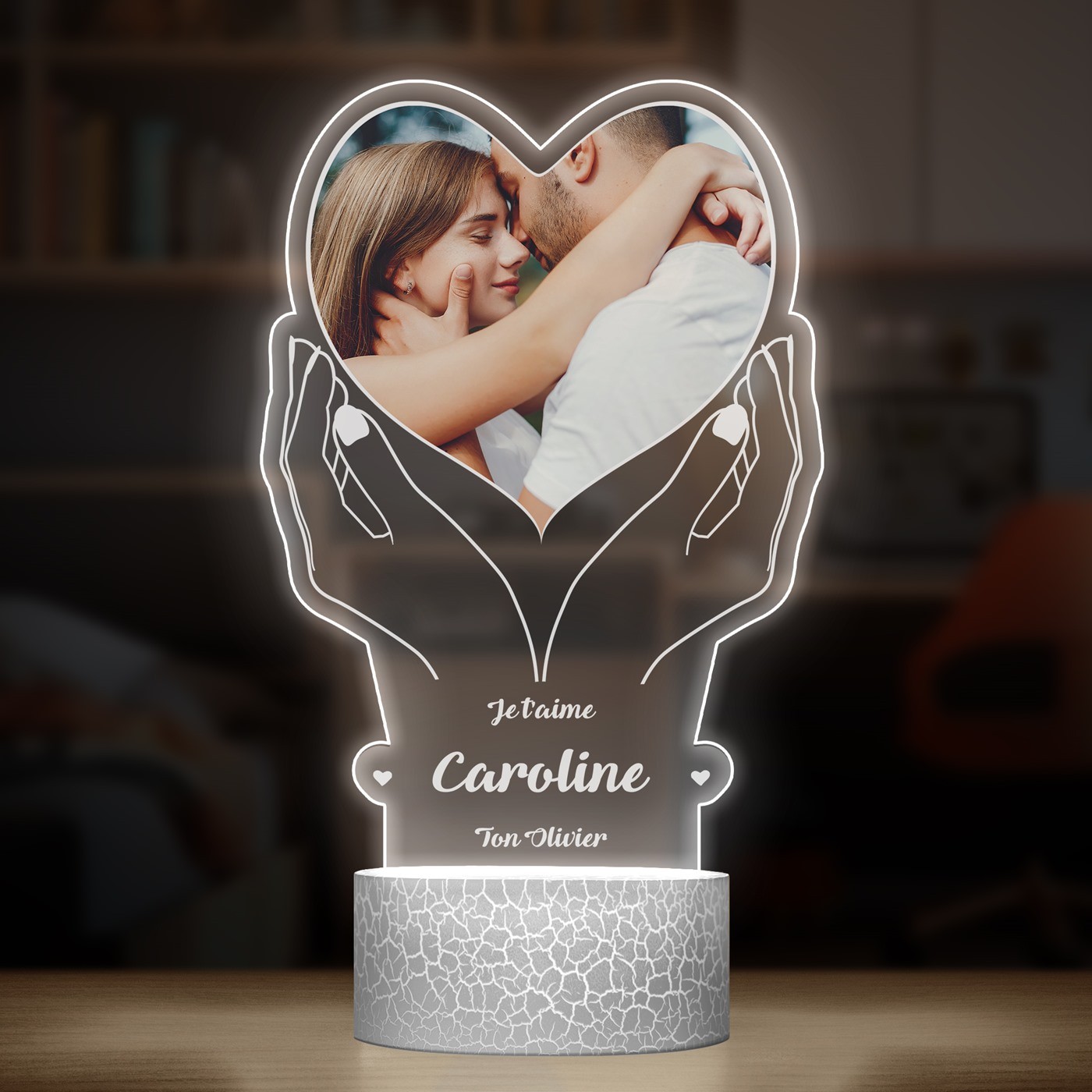 Lampe LED 3D avec impression pour épouse pour la Saint-Valentin