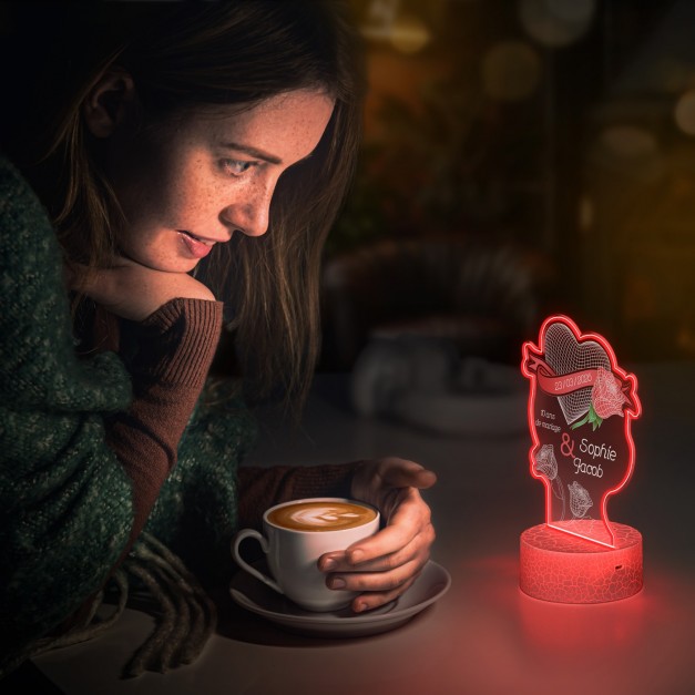 Lampe LED 3D avec impression pour anniversaire de mariage