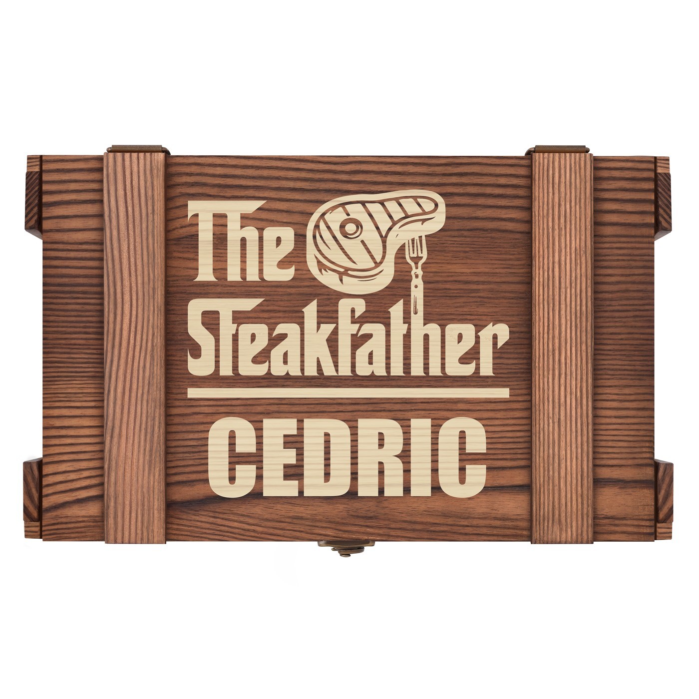 Couverts à steak pour 6 personnes dans un coffret en bois gravé pour un amateur du cinéma