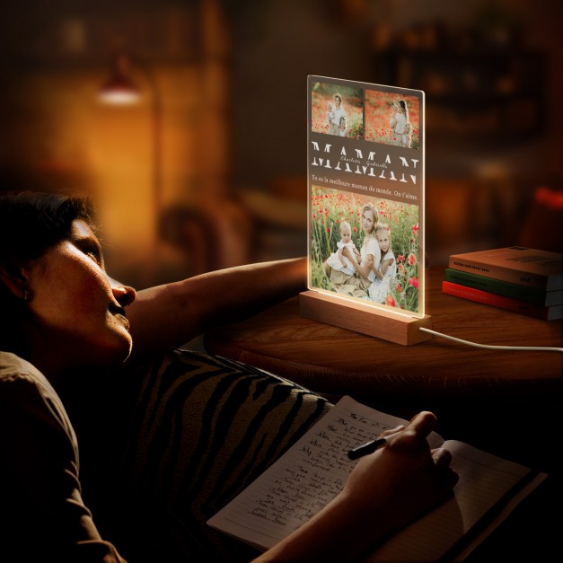 Lampe LED personnalisée de taille XL avec photo pour maman pour son anniversaire