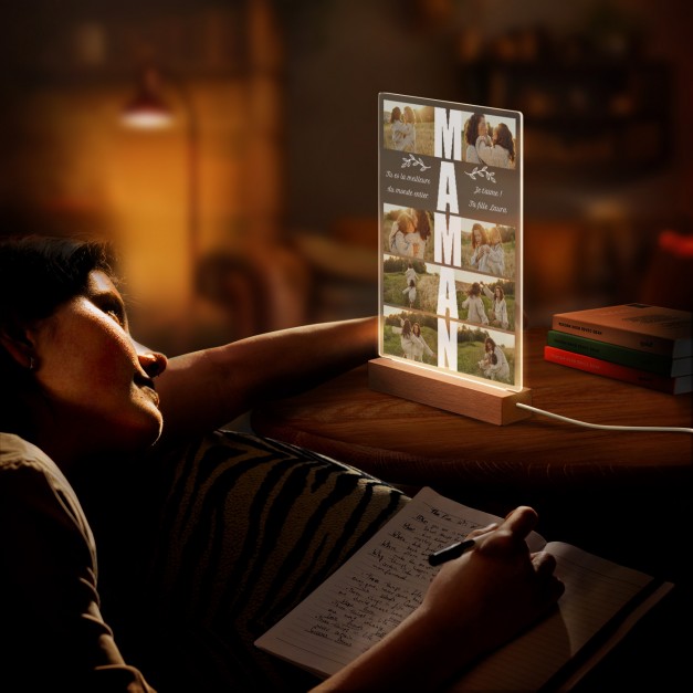 Lampe LED personnalisée de taille L avec photo pour la meilleure maman du monde