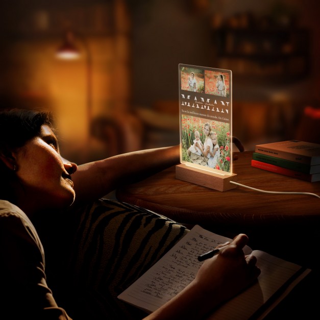 Lampe LED personnalisée de taille L avec photo pour maman pour son anniversaire