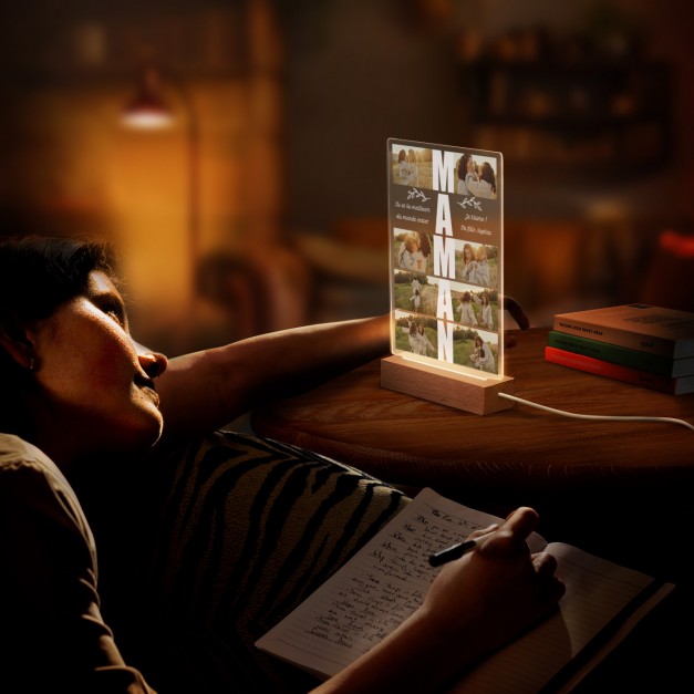 Lampe LED personnalisée de taille L avec photo pour la meilleure maman du monde
