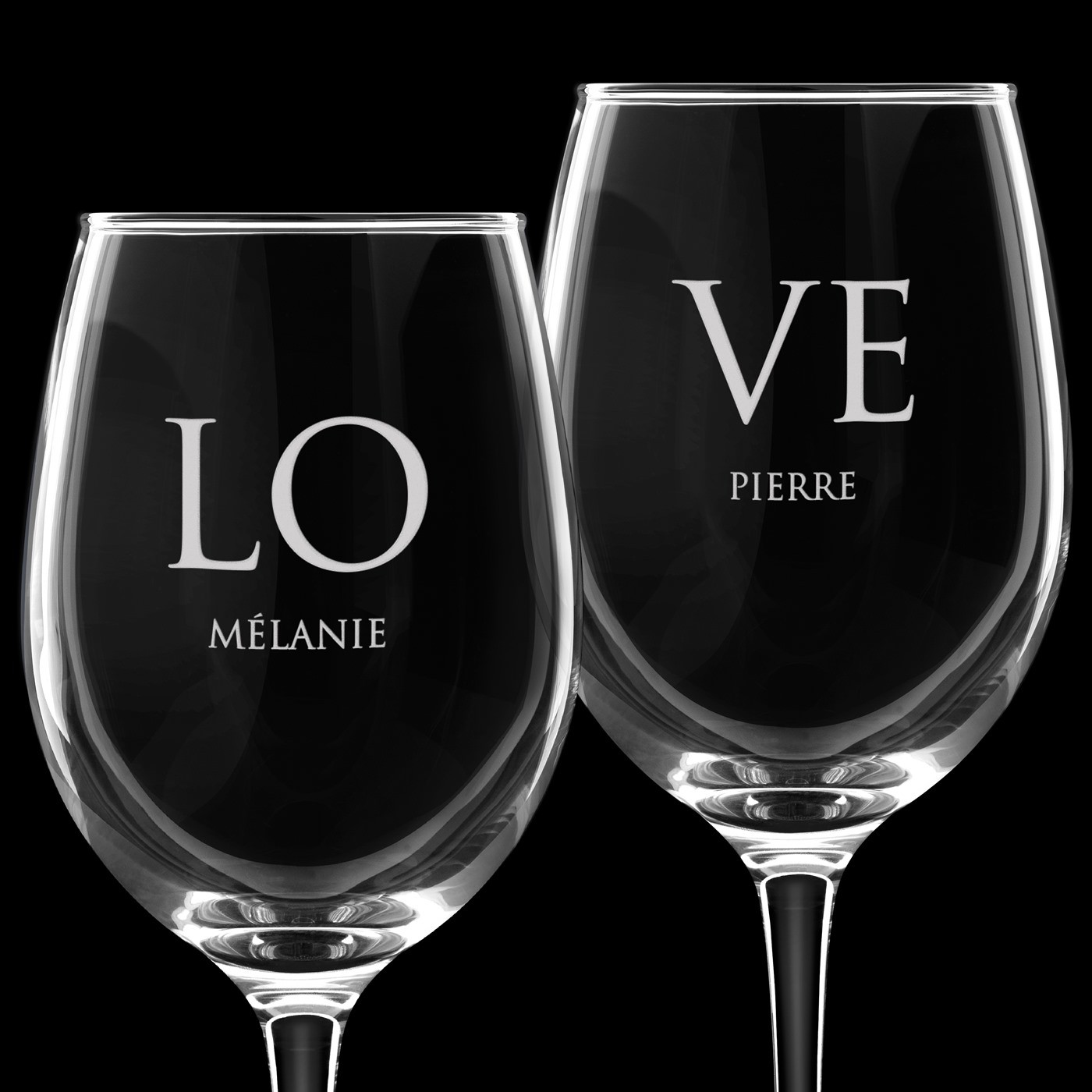 2 verres à vin avec gravure pour couple pour mariage