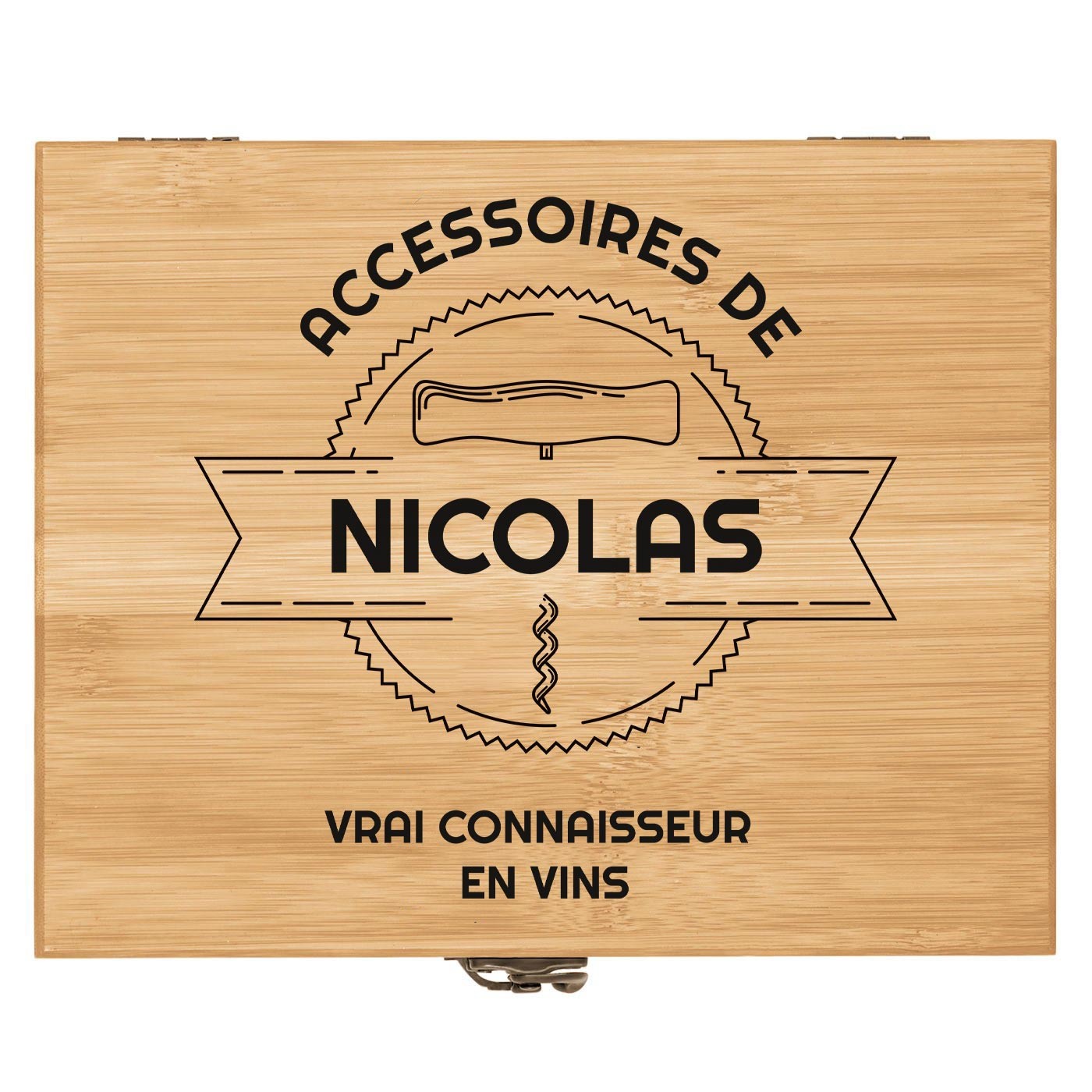 Ensemble d'accessoires pour vin avec coffret en bois de bambou avec impression pour un copain pour EVG