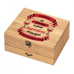 Ensemble d'accessoires pour vin avec coffret en bois de bambou avec impression pour l'anniversaire d'une amie