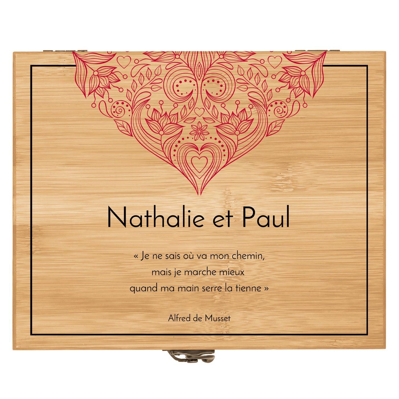 Ensemble d'accessoires pour vin avec coffret en bois de bambou personnalisé pour un homme et une femme pour mariage