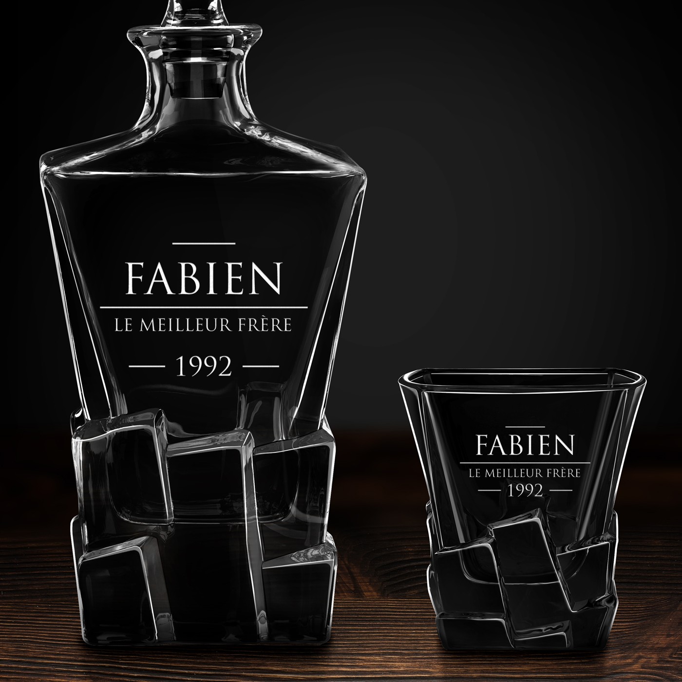 Carafe à whisky Ice Blink et 2 verres avec gravure pour anniversaire pour frère