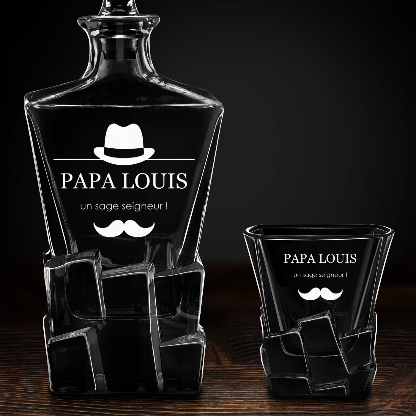 Carafe à whisky Ice Blink et 2 verres avec gravure pour papa