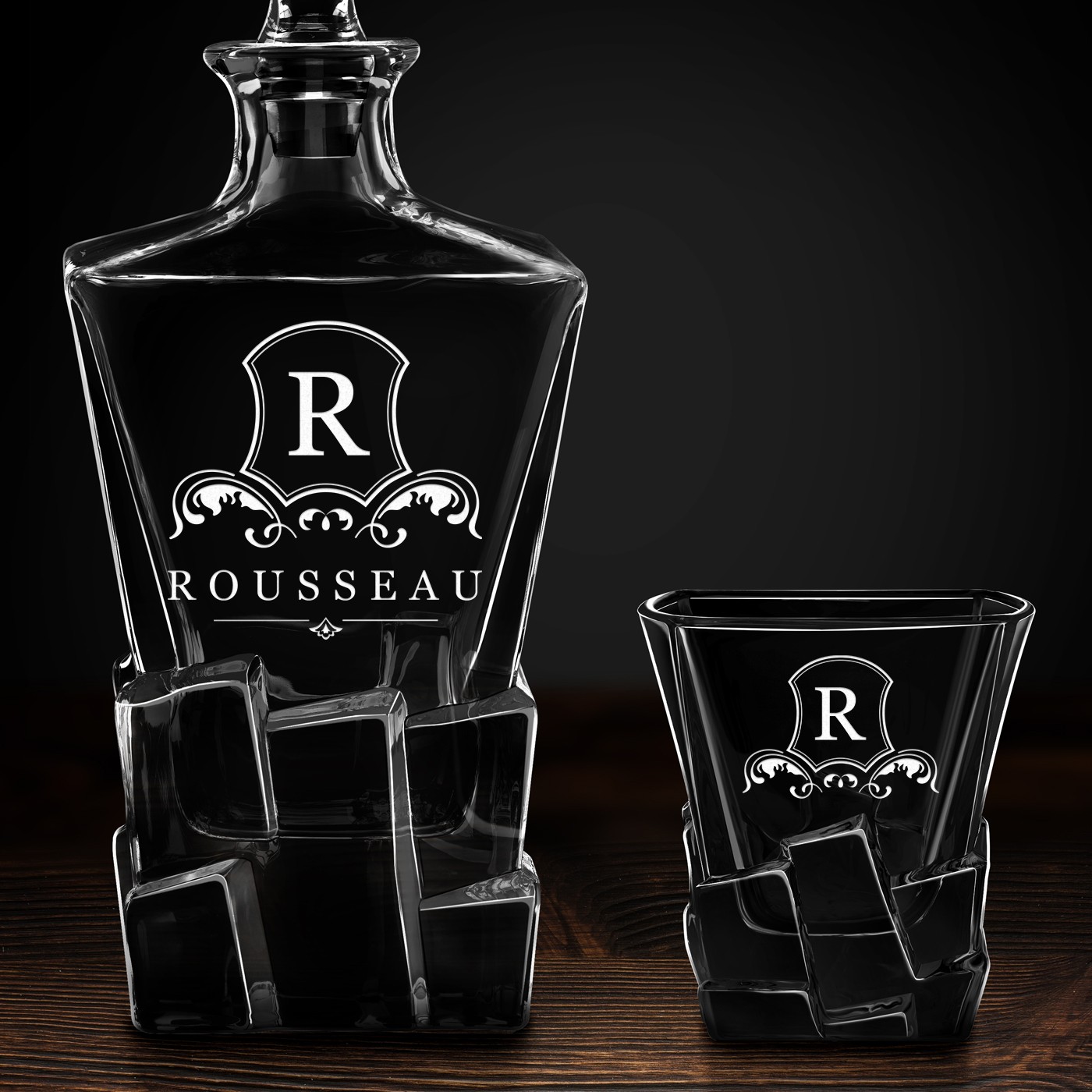 Carafe à whisky Ice Blink et 2 verres avec gravure pour homme pour une crémaillère