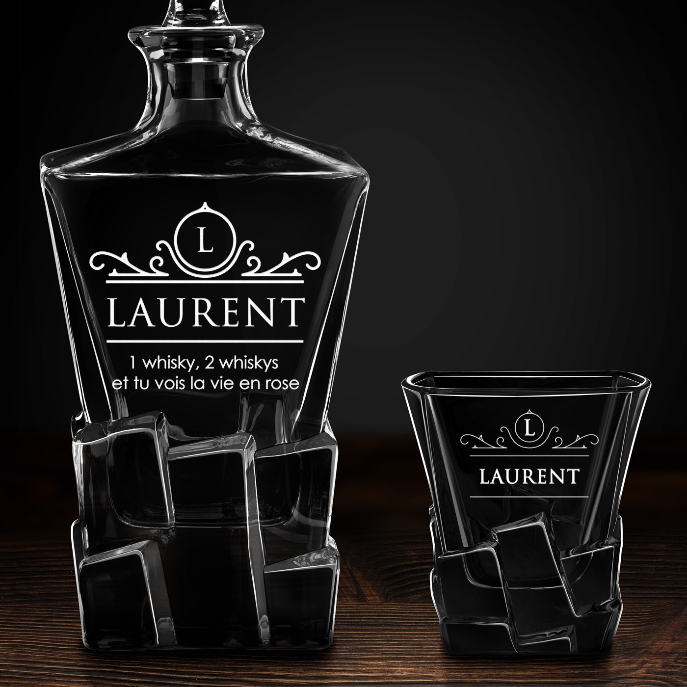 Carafe à whisky Ice Blink et 2 verres avec gravure pour l'anniversaire d'un copain