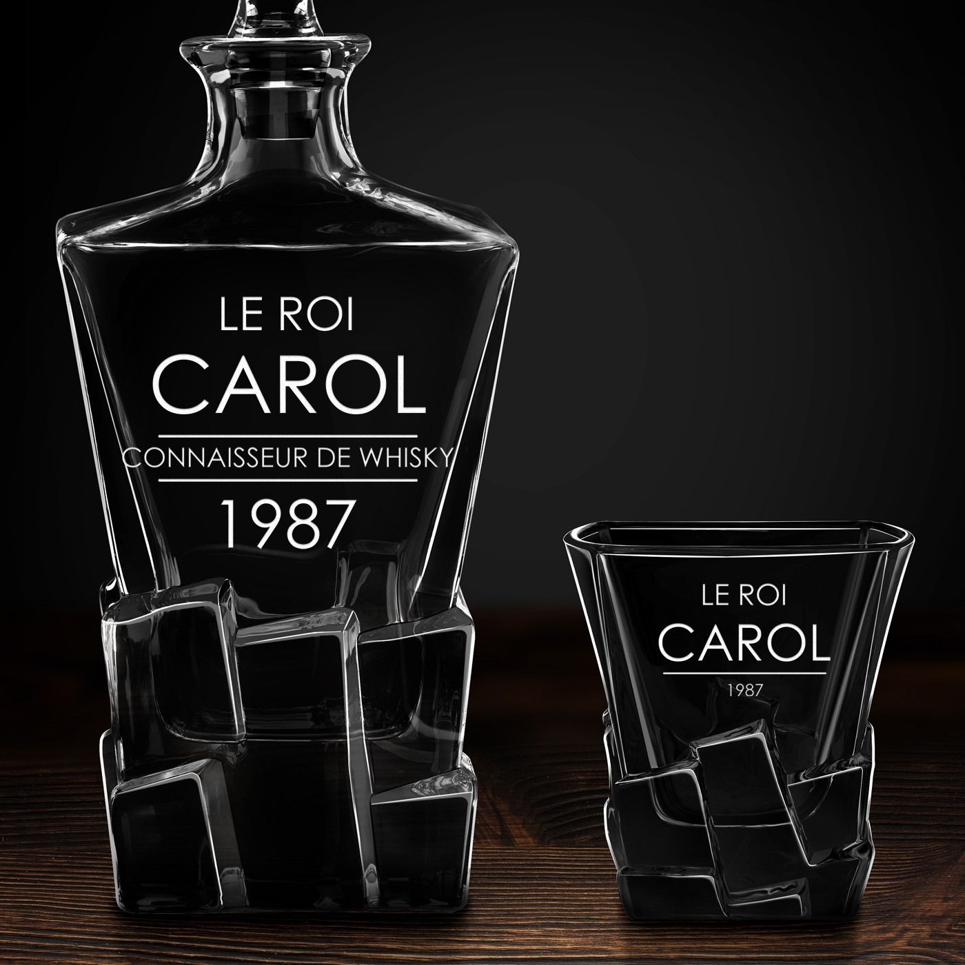 Carafe à whisky Ice Blink et 2 verres avec gravure pour l'anniversaire d'un vrai connaisseur de whisky