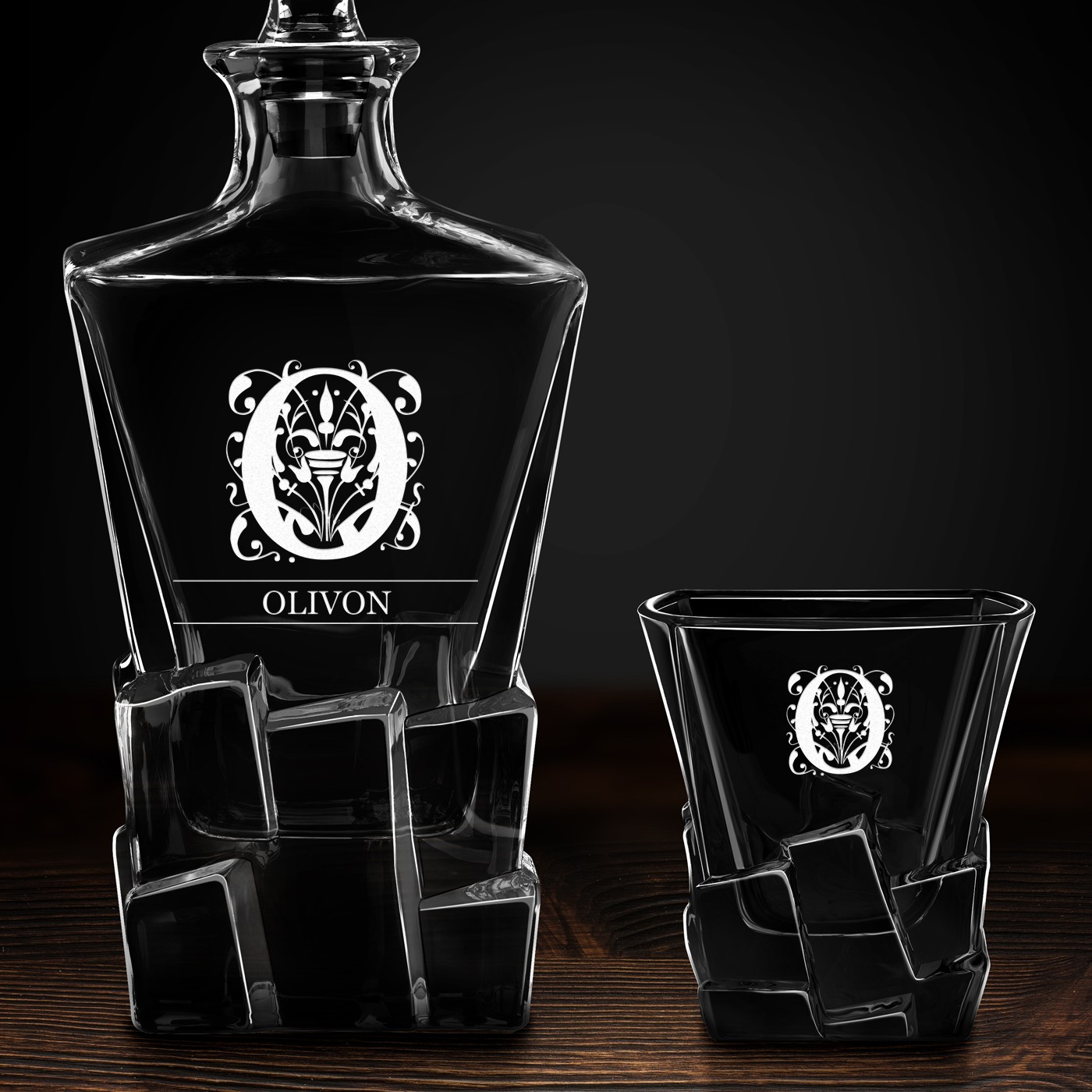 Carafe à whisky Ice Blink et 2 verres avec gravure pour un petit-ami