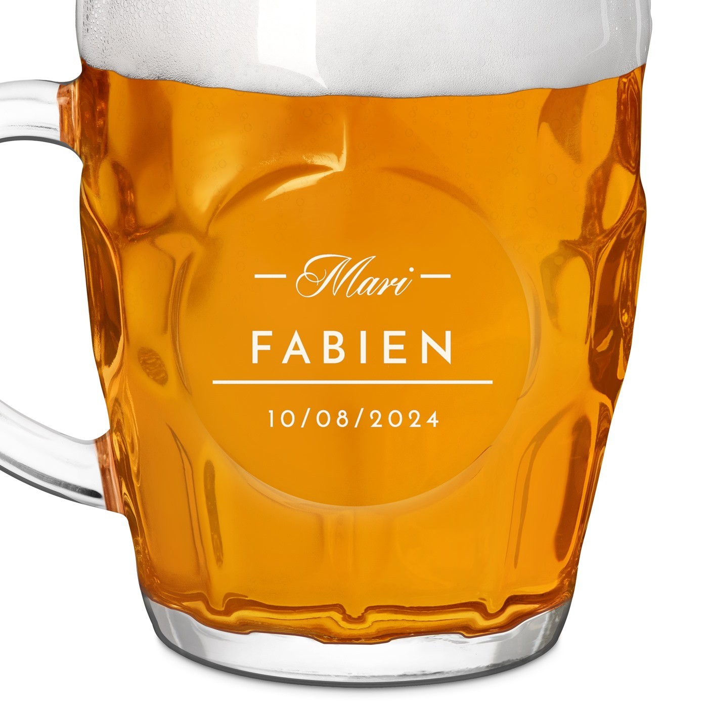 Chope à bière BUBBLE avec gravure pour le mari