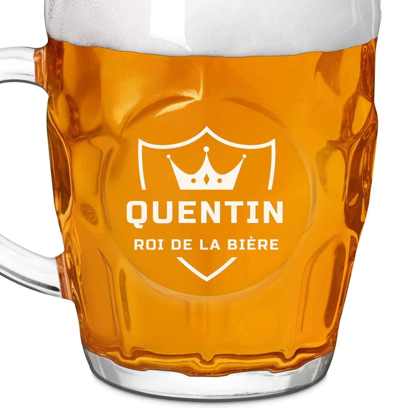 Chope à bière BUBBLE avec gravure pour l'anniversaire d'un copain