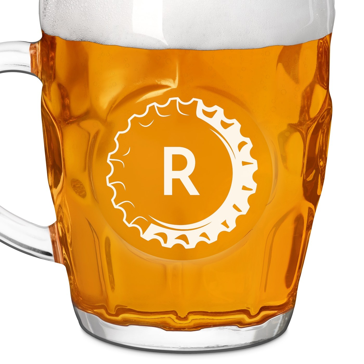 Chope à bière BUBBLE avec gravure pour homme avec une initiale