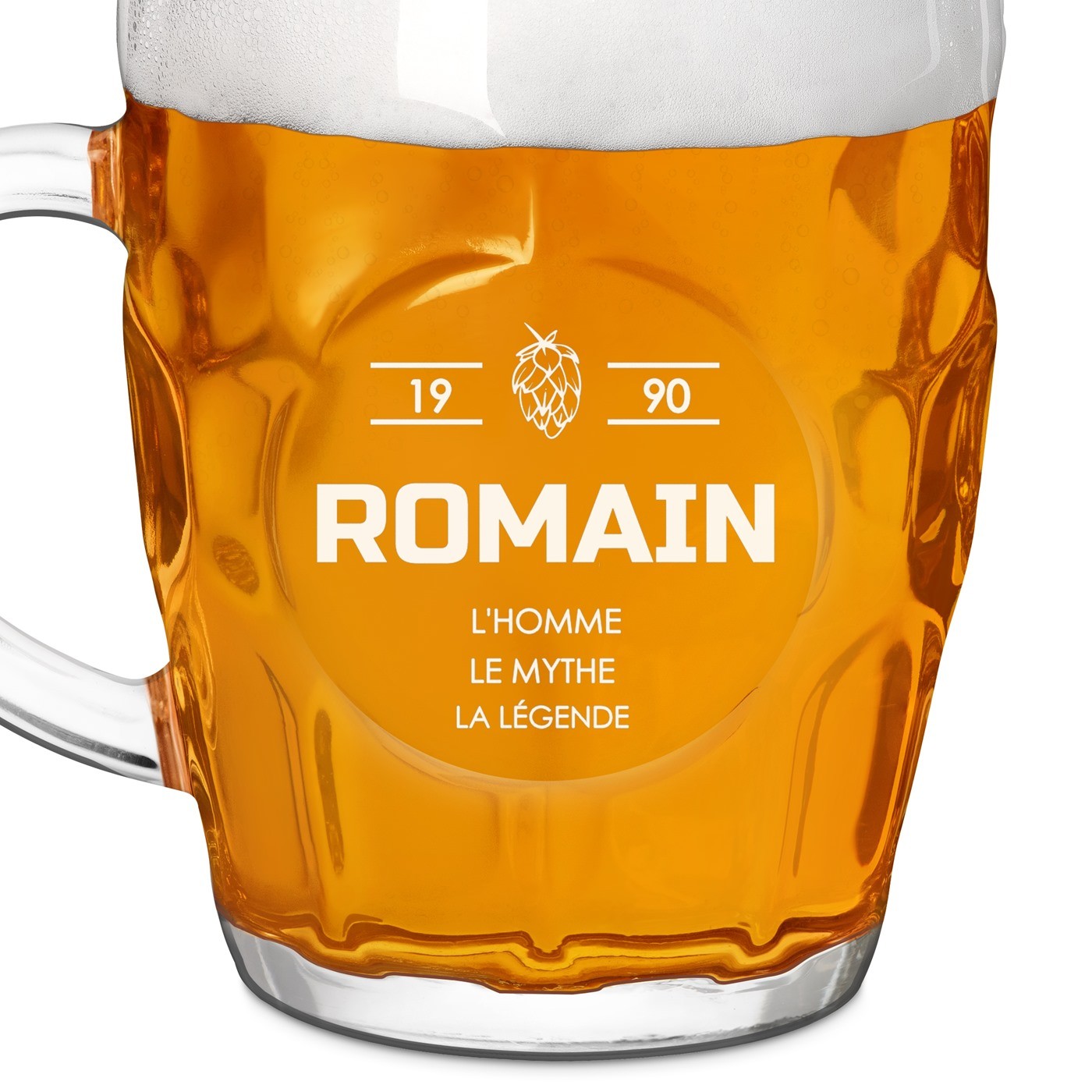 Chope à bière BUBBLE avec gravure pour homme légendaire