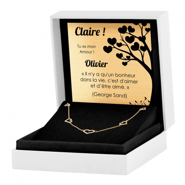 Collier en or 8 carats avec gravure pour une amie