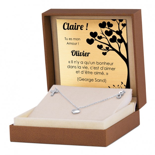 Collier en argent massif 925 (millièmes) avec gravure pour mamie