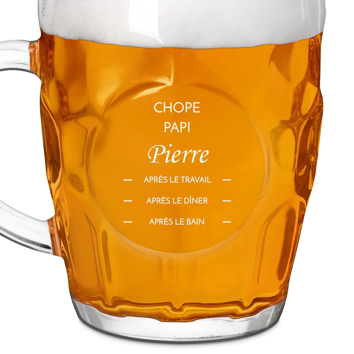 Chope à bière BUBBLE avec gravure pour grand-père