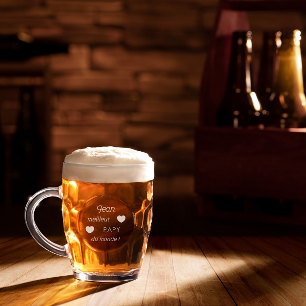 Chope à bière BUBBLE avec gravure pour papi