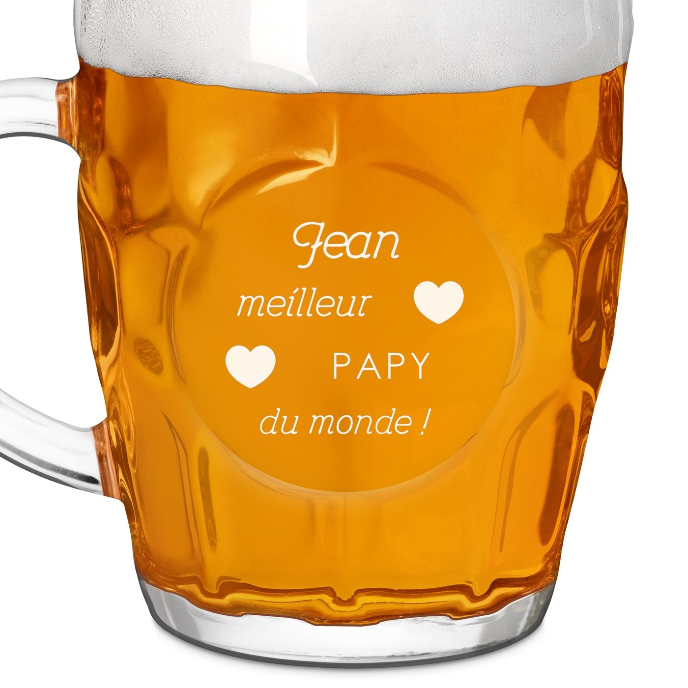 Chope à bière BUBBLE avec gravure pour papi