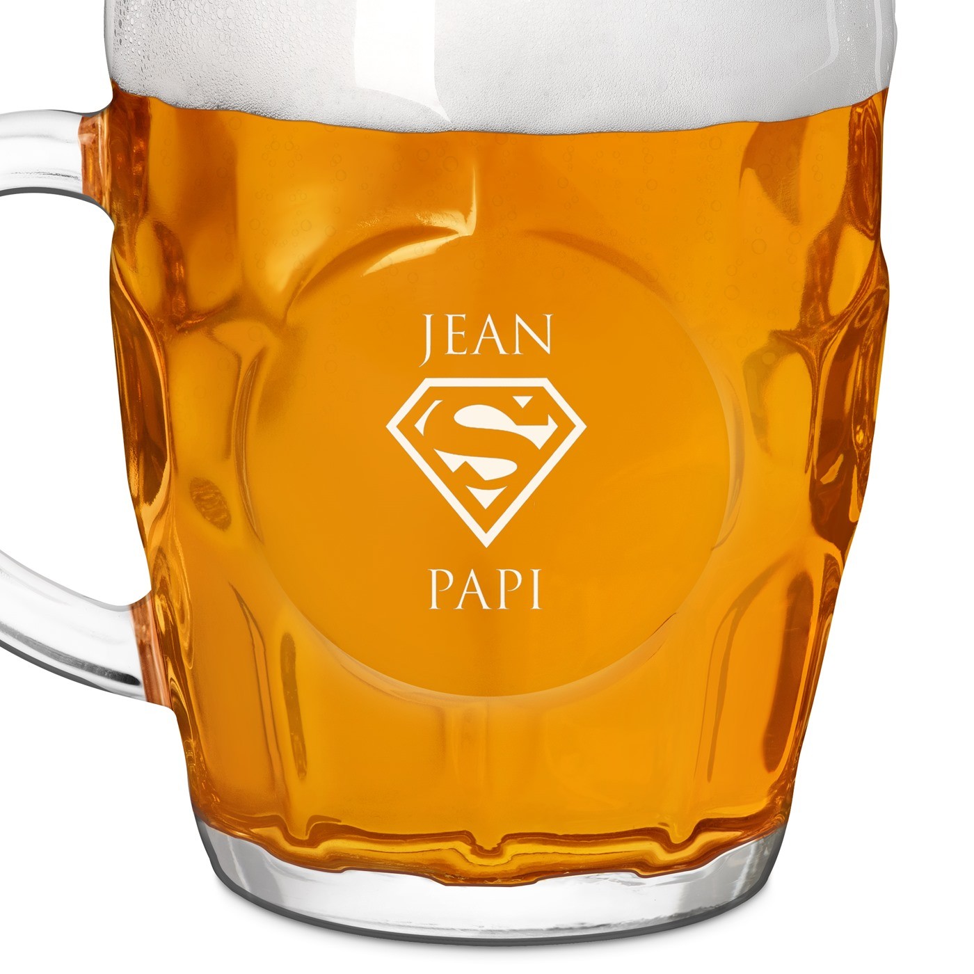 Chope à bière BUBBLE avec gravure pour papi