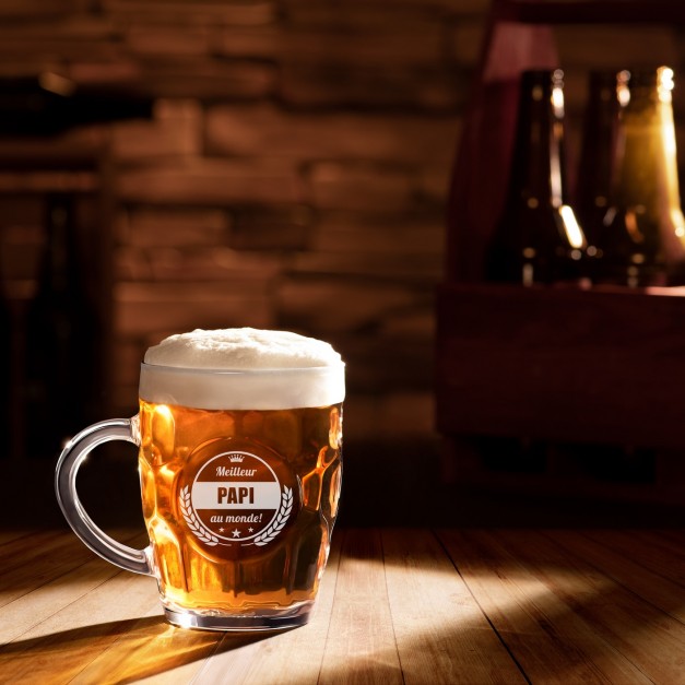 Chope à bière BUBBLE avec gravure pour grand-père