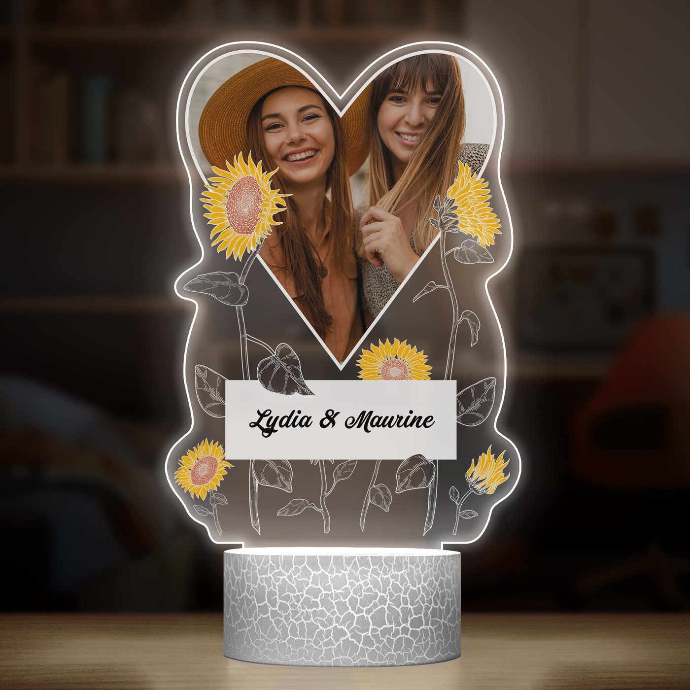 Lampe LED 3D avec impression pour une meilleure amie