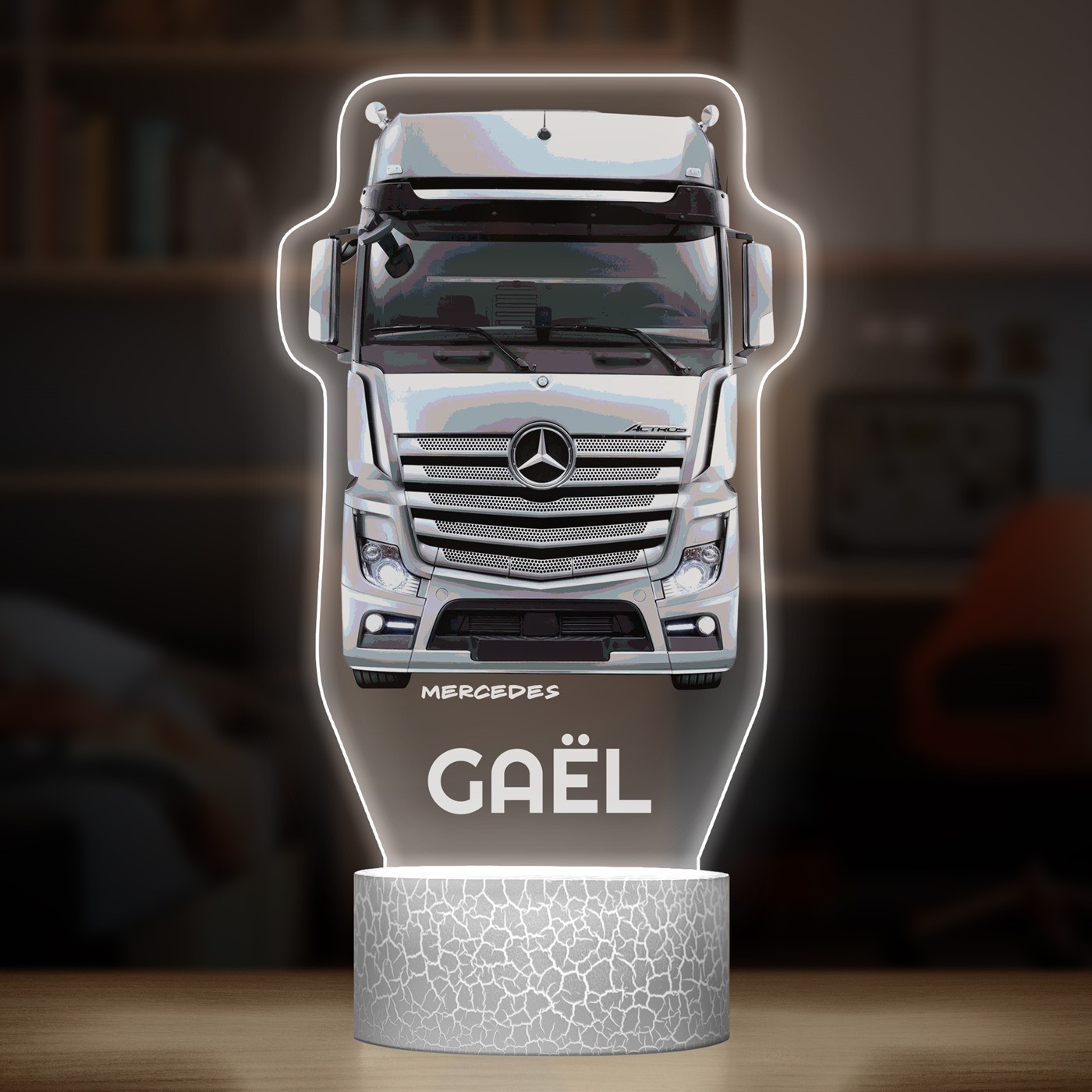 Lampe LED 3D avec impression camion Mercedes
