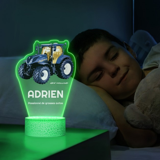 Lampe LED 3D avec impression tracteur avec prénom 