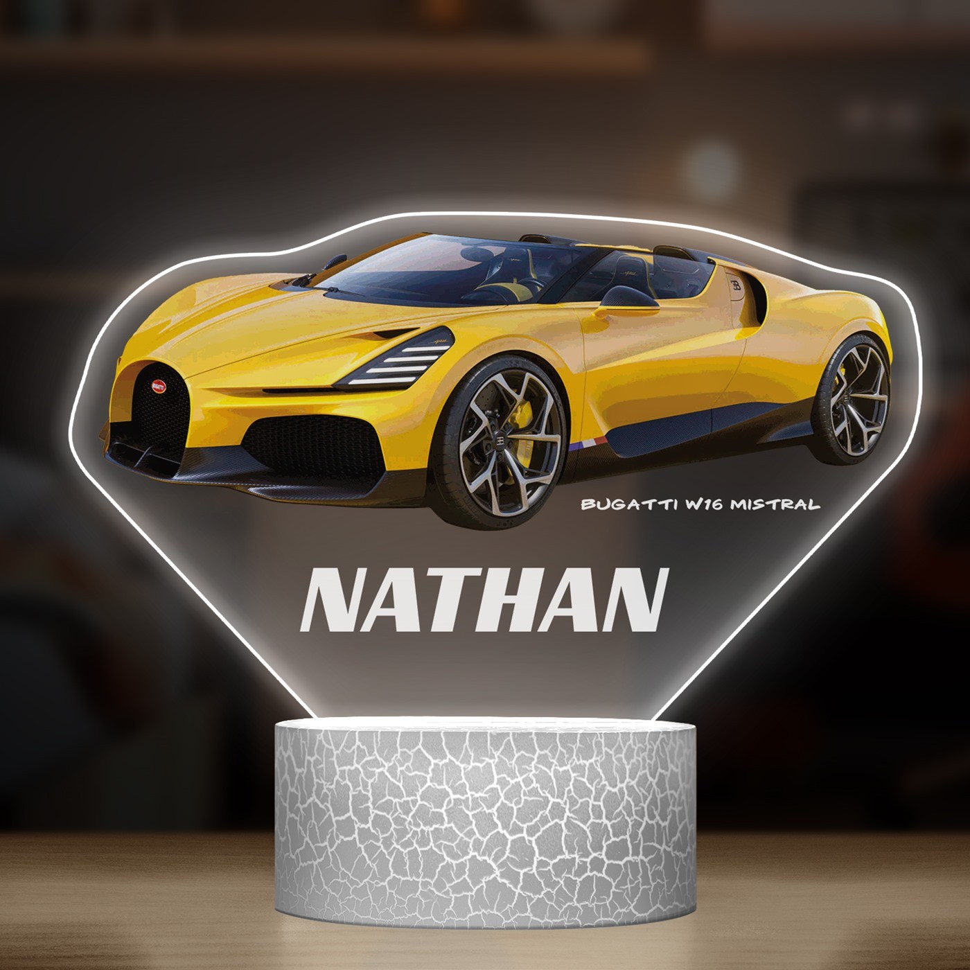 Lampe LED 3D avec impression Bugatti