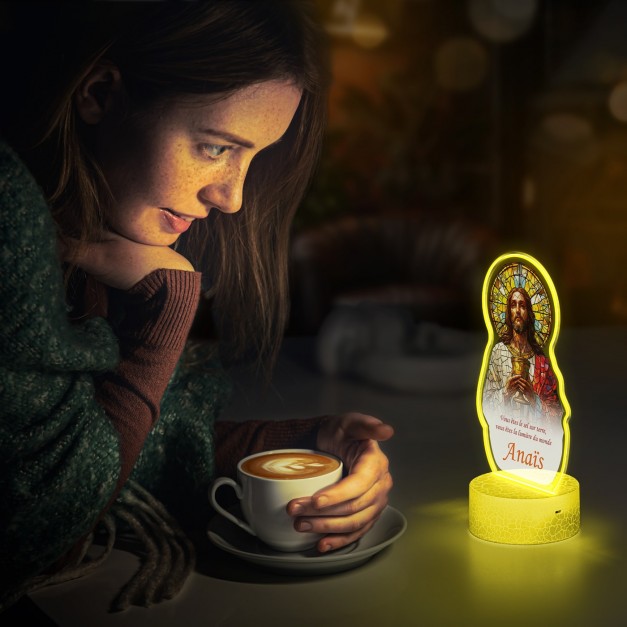 Lampe LED 3D avec impression Jésus  