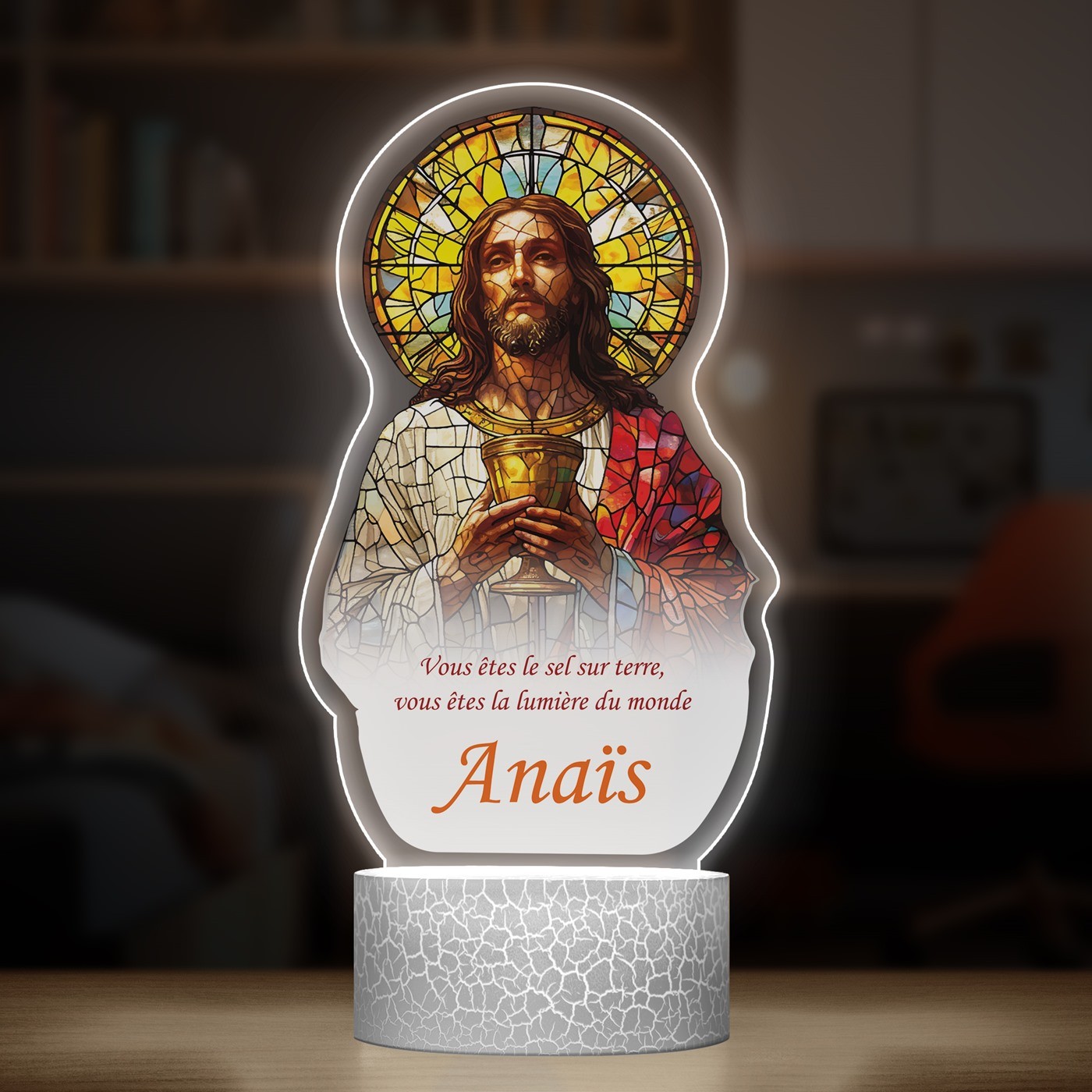 Lampe LED 3D avec impression Jésus  