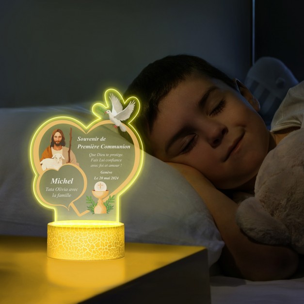 Lampe LED 3D avec impression Première Communion pour nièce