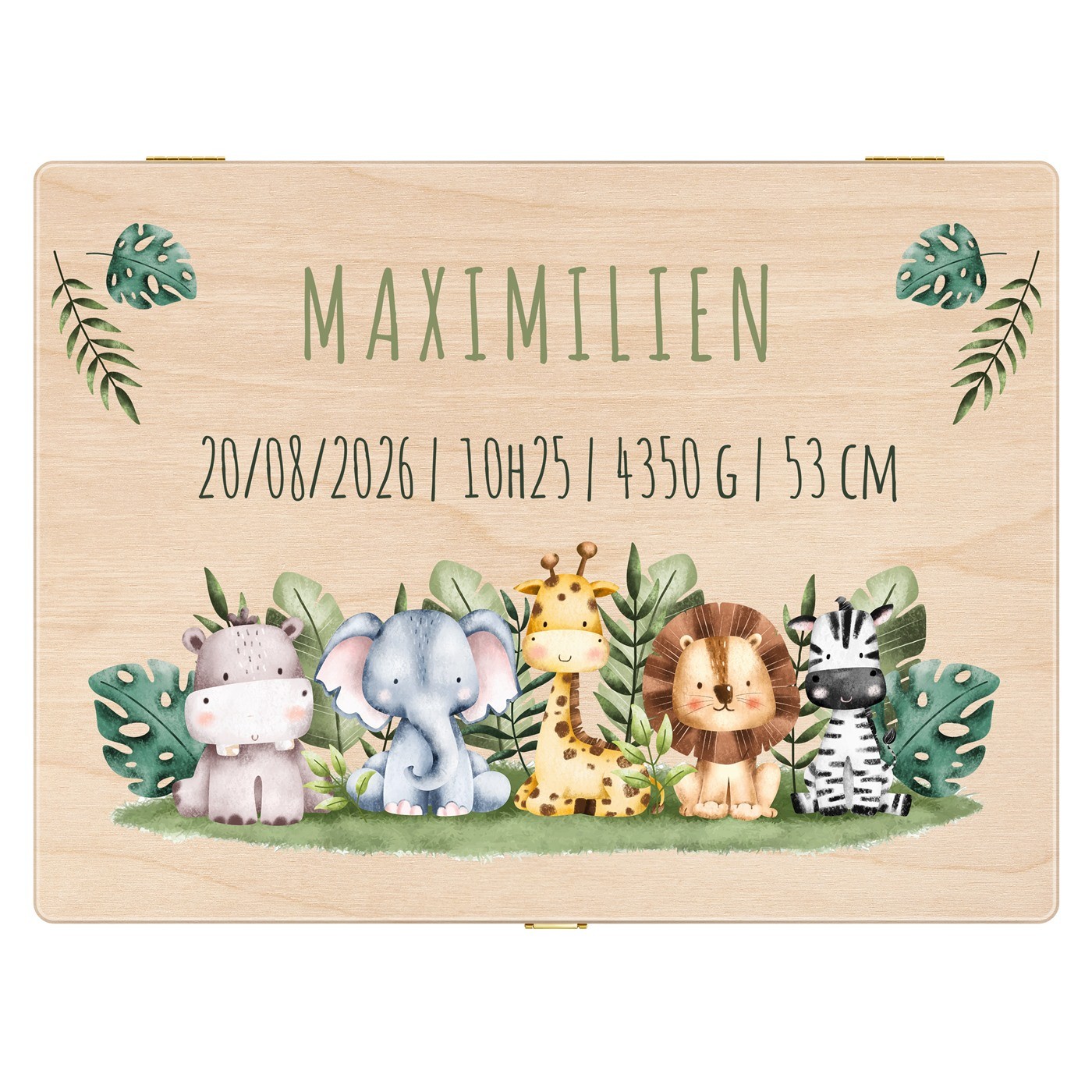 Boîte à souvenirs en bois de pin avec impression pour garçon