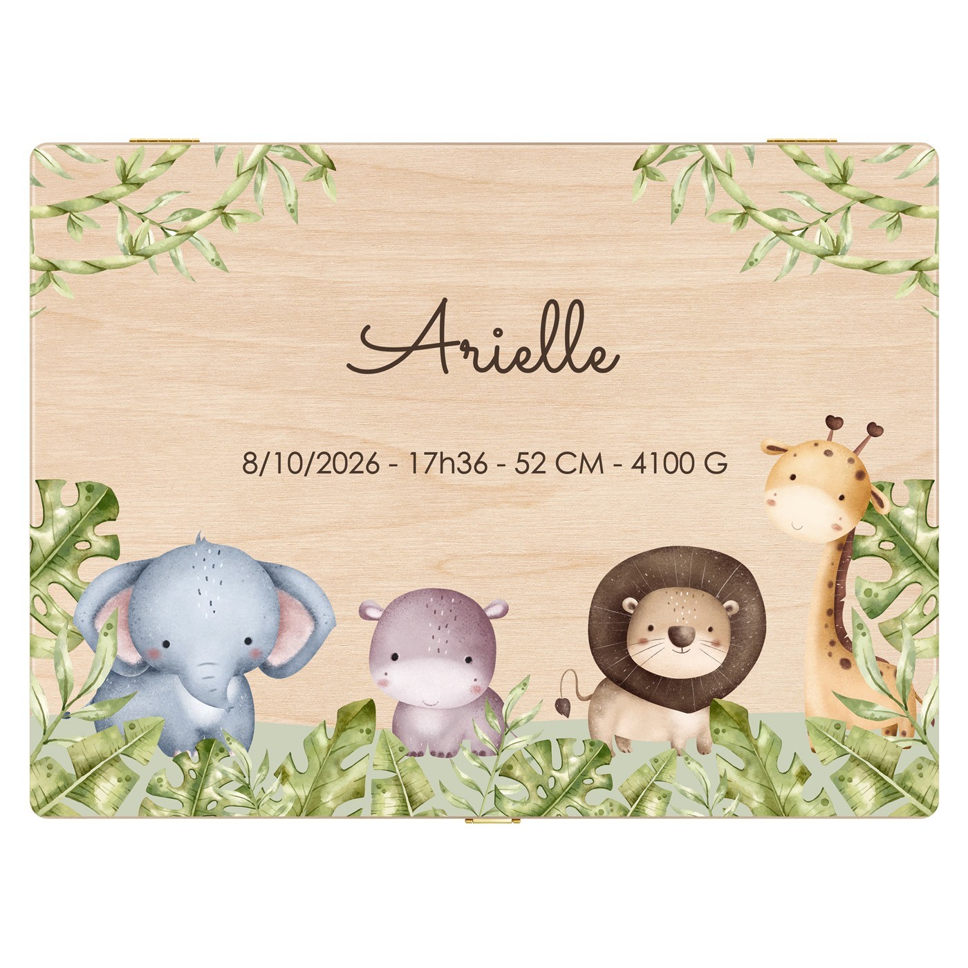 Boîte à souvenirs en bois de pin avec impression pour enfant naissance