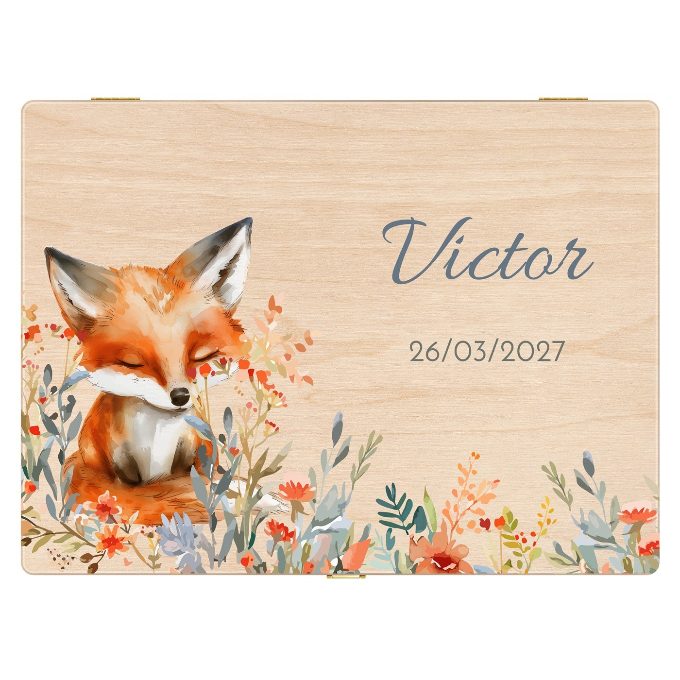 Boîte à souvenirs en bois de pin avec impression pour garçon anniversaire