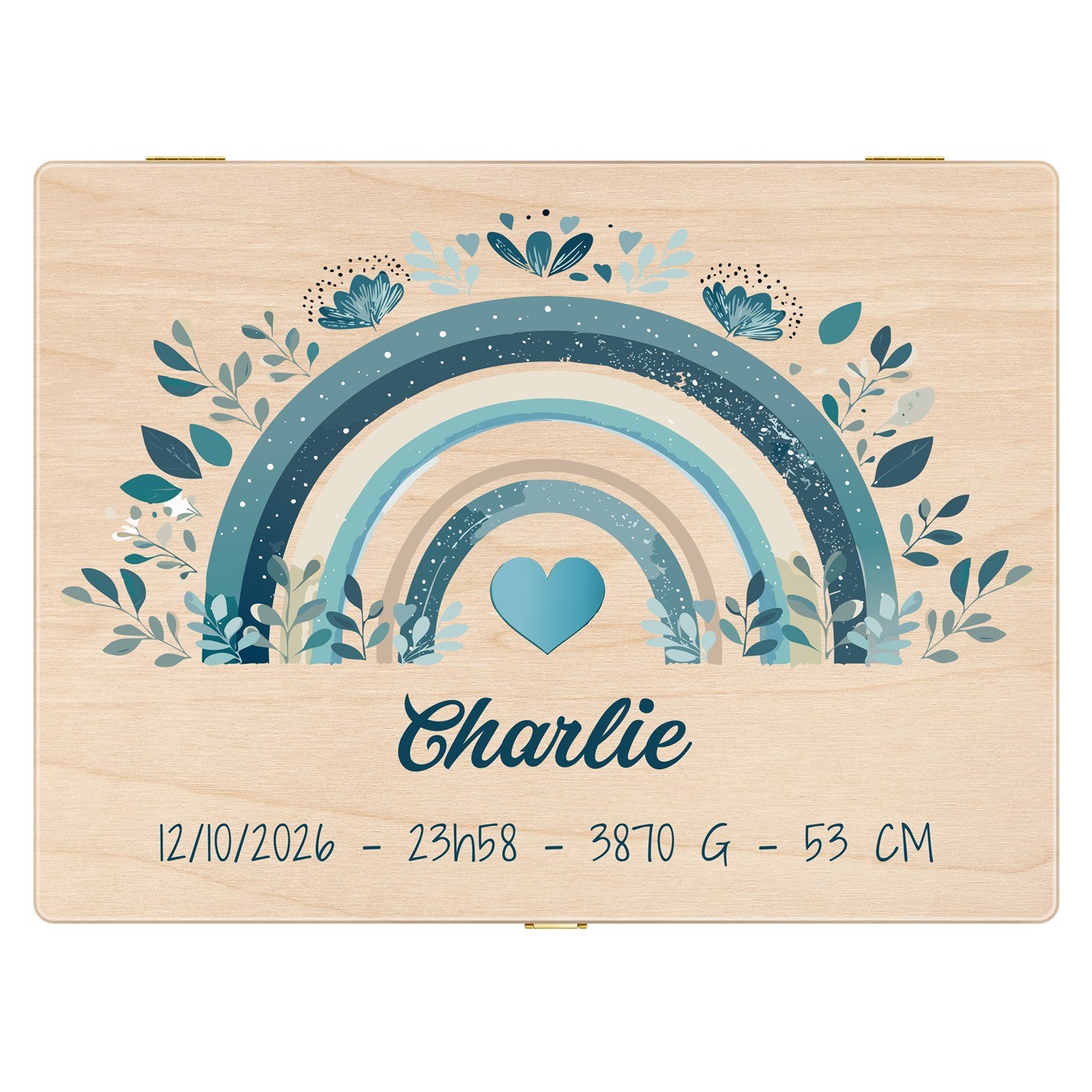 Boîte à souvenirs en bois de pin avec impression pour enfant naissance
