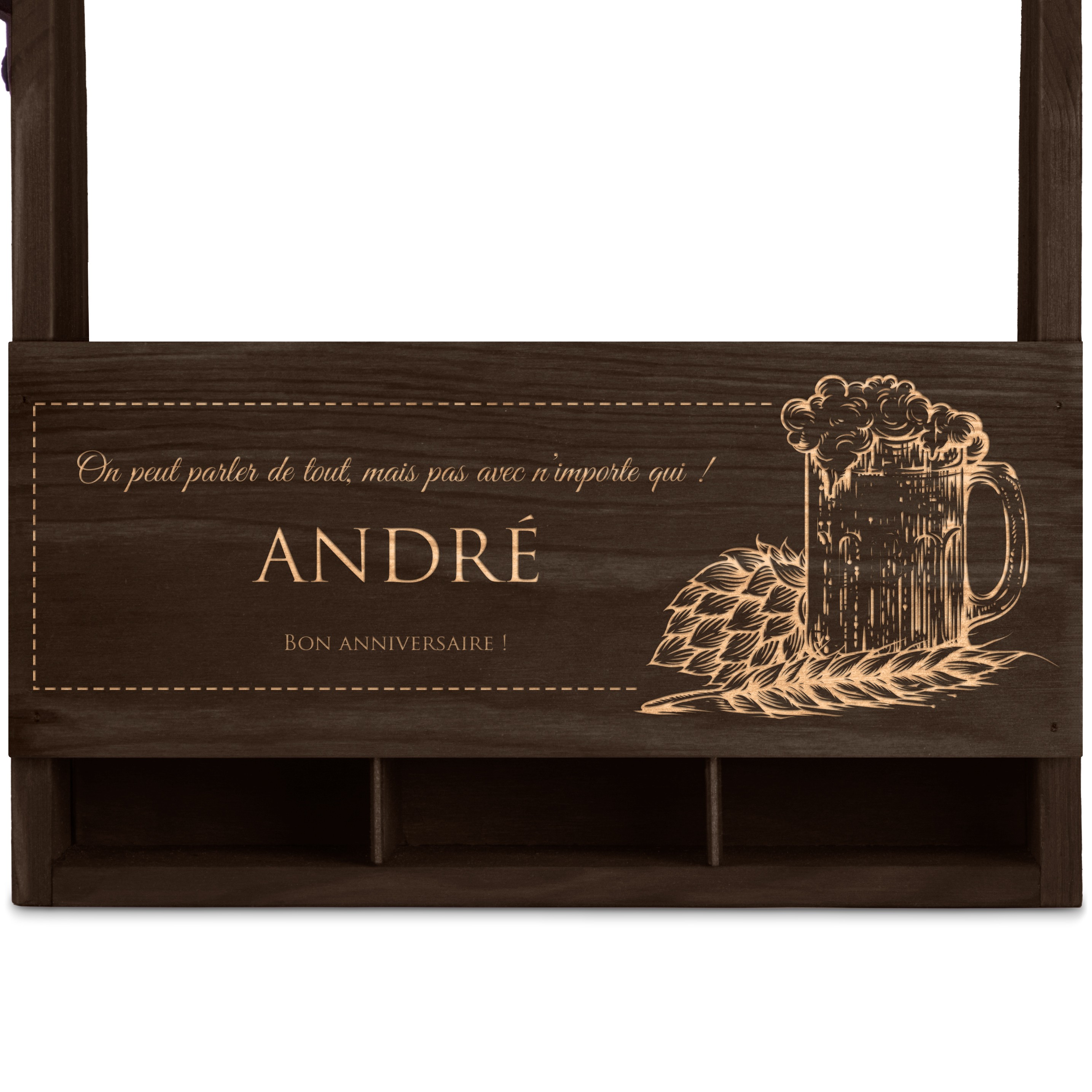 Porte-bière en bois avec gravure pour ami