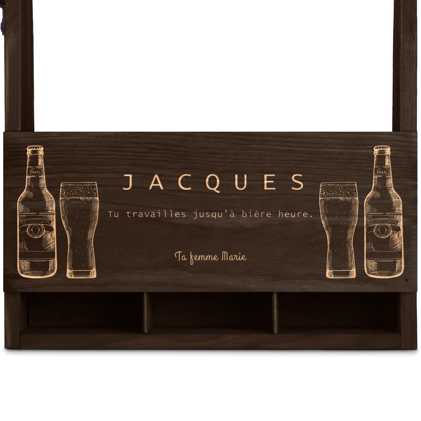Porte-bière en bois avec gravure pour mari