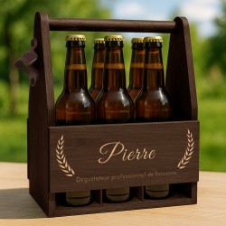 Porte-bière en bois avec gravure pour lui