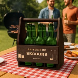 Porte-bière en bois avec gravure pour cousin